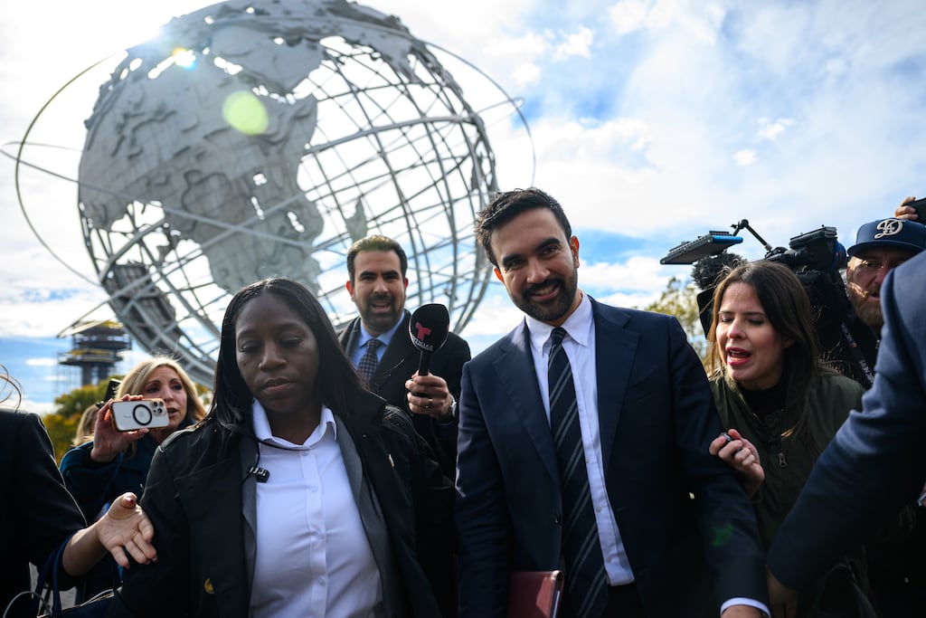 New York mayor-elect Zohran Mamdani attends a press conference in the Queens borough of New York City. Photograph: Alexi J. Rosenfeld/Getty Images