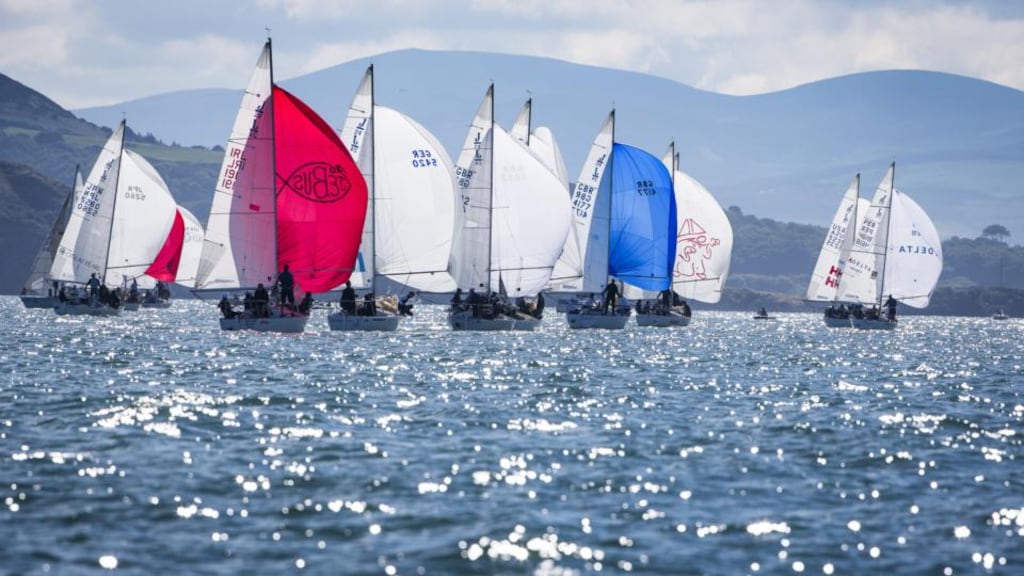 Forty crews comprising 200 sailors from 10 countries have gathered for the BMW J24 World Championships at Howth, Co Dublin. Photograph: David Branigan/Oceansport