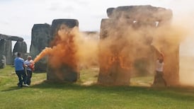 Stonehenge sprayed with orange paint by Just Stop Oil protesters
