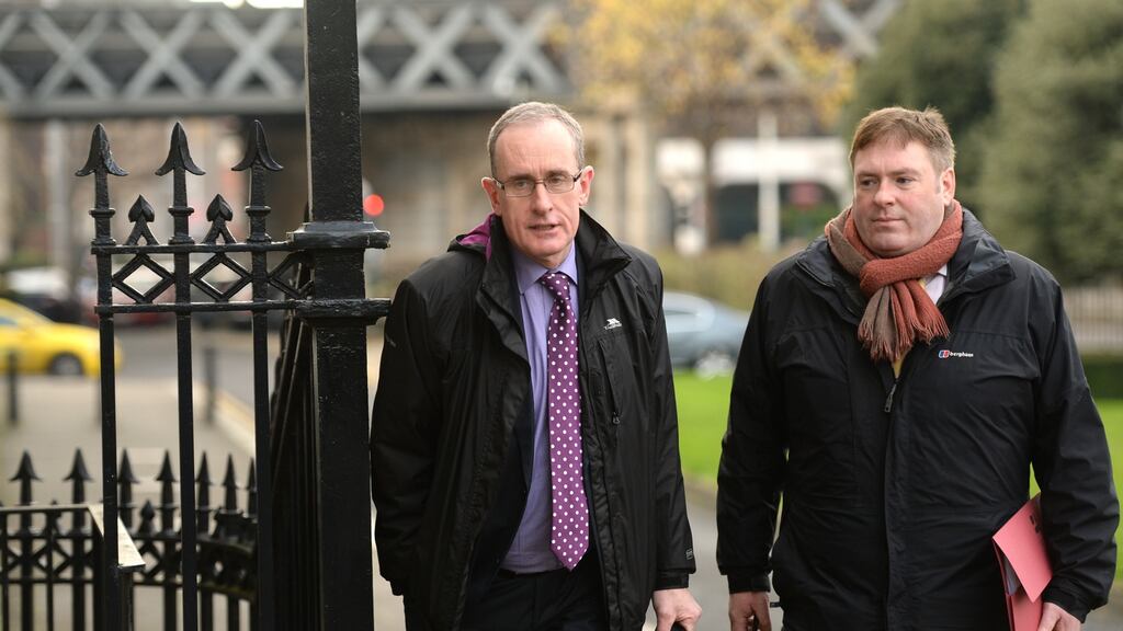 Cathal Morgan of the Dublin Region Homeless Executive, right: “For the love of God, please can everyone get behind modular housing?” Photograph: Cyril Byrne / THE IRISH TIMES