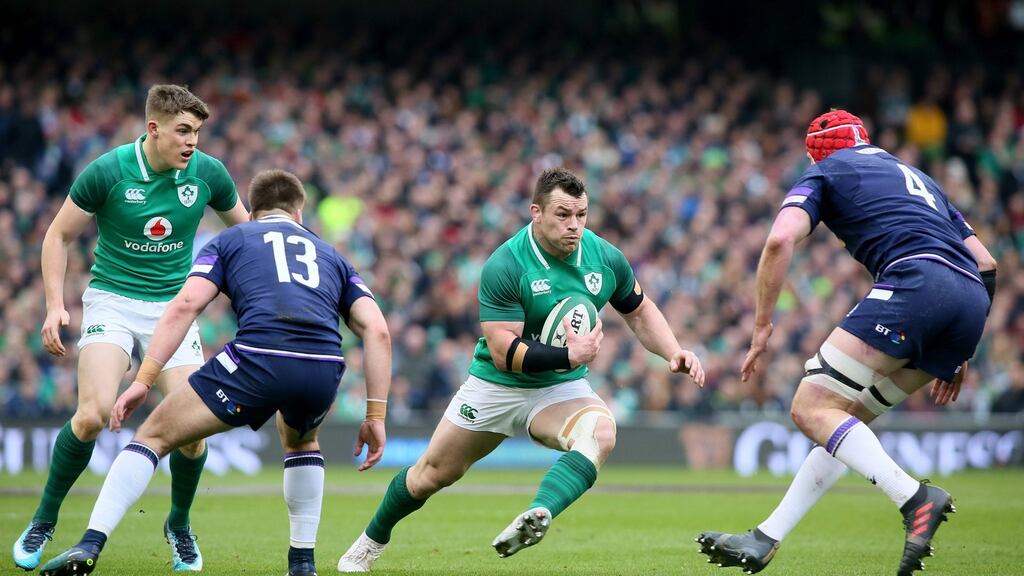 Ireland’s prop Cian Healy in action against Scotland at the Aviva Stadium last Saturday. Photograph: Paul Faith/AFP/Getty