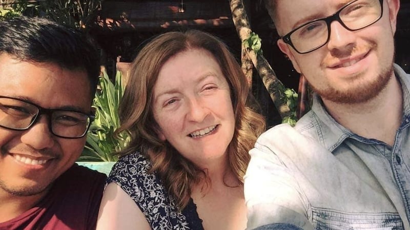 Daniel Montgomery with his partner and mum in Bali in 2018 – the last time he saw her