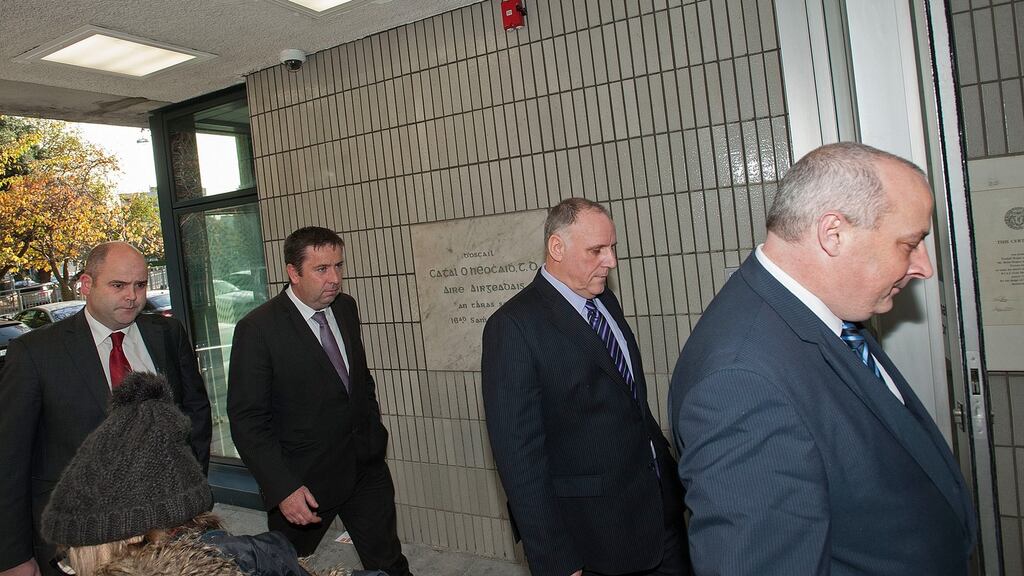 Members of the Garda Representative Association including Kieran O’Neill, President, right, arriving at the Workplace Relations Commission (WRC) for talks. Photograph: Dave Meehan