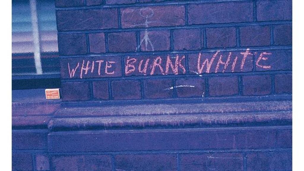 Writing on the wall: messages by a mystery graffitist, apparently called Lee Burns are still visible in the capital