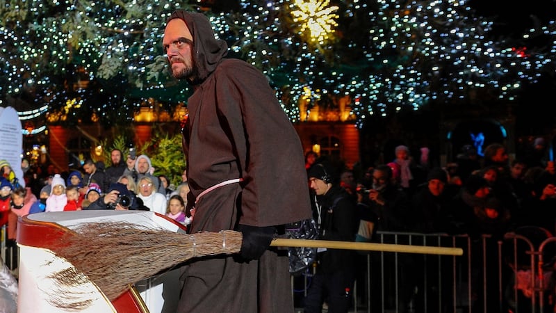 A man dressed as the Père Fouettard parades during the festivities of Saint Nicholas in Nancy, eastern France. Photograph: Jean-Christophe Verhaegen/AFP via Getty Images