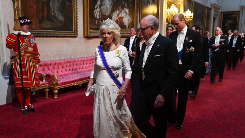 Johnson with Camilla, Duchess of Cornwall during Trump’s visit to the UK last year. Photo: Victoria Jones- WPA Pool/Getty Images