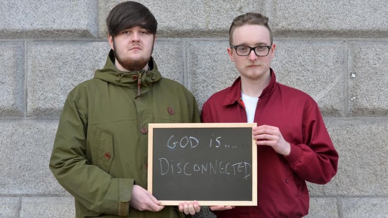 Conor Taaffe and Cian Clarke: if you want “to pray to Hulk Hogan, as long as it doesn’t affect my family or friends, I’ve no problem”. Photograph: Alan Betson