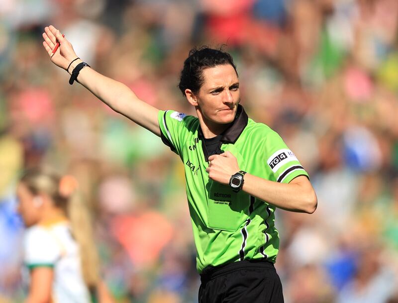 Referee Maggie Farrelly during the All-Ireland ladies football final last year. Photograph: Tom Maher/Inpho