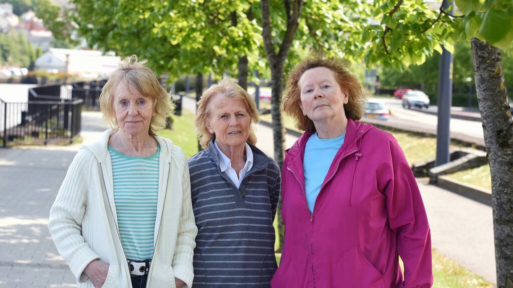 Pro-choice campaigners Colette Devlin, Diana King and Kitty O’Kane. Photograph: Trevor McBride