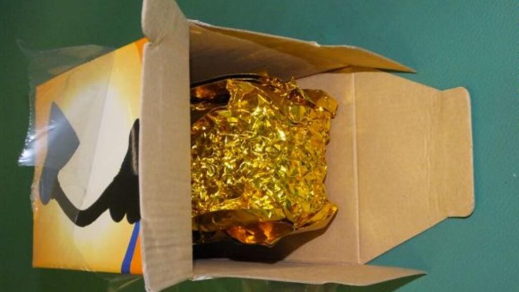 Revenue discovered 48kg of rolling tobacco hidden in table lamp boxes. Photograph: Revenue