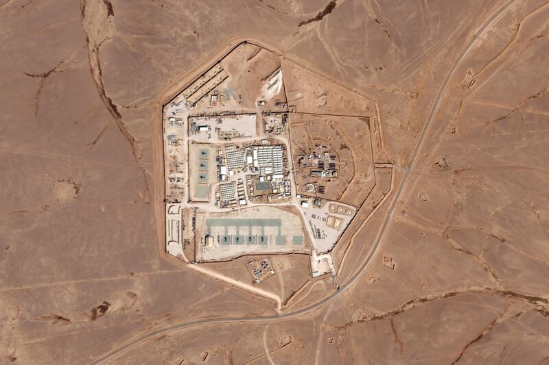 The military base known as Tower 22 in north-eastern Jordan, where three US troops were killed and dozens injured in a drone attack. Photograph: Planet Labs PBC/AP