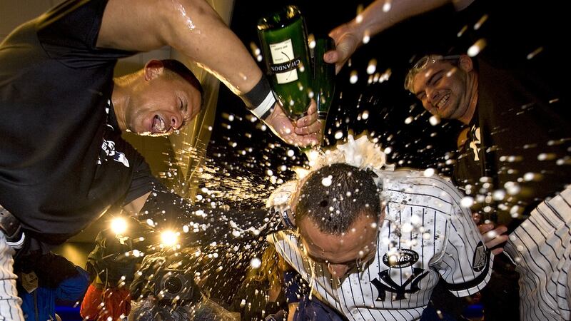 A photograph taken by Anthony J Causi after the New York Yankees defeated the Twins in 2009. Causi died from Covid-19 on Easter Sunday. Photograph: Anthony J Causi/Icon SMI/Icon Sport Media via Getty Images