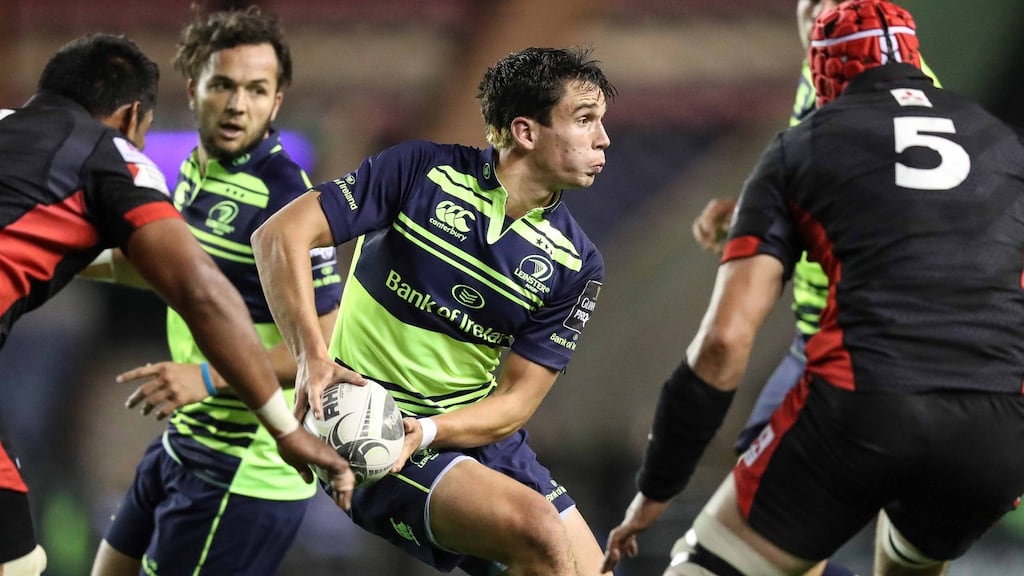 Leinster’s Joey Carbery: the Glasgow game was only his third cap for Leinster, but now he knows what he can and cannot get away with. Photograph: Billy Stickland/Inpho