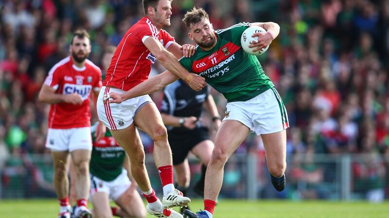 Aidan O’Shea is taking a world of punishment in every game and he’s probably Mayo’s player of the season so far. Photograph: Cathal Noonan/Inpho