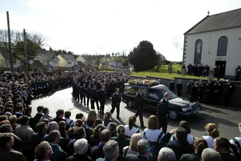 Funeral Mass for Tyrone Footballer Cormac McAnallen's funeral in Eglish, Co Tyrone in March 2004. Photograph: Andrew Paton/Inpho