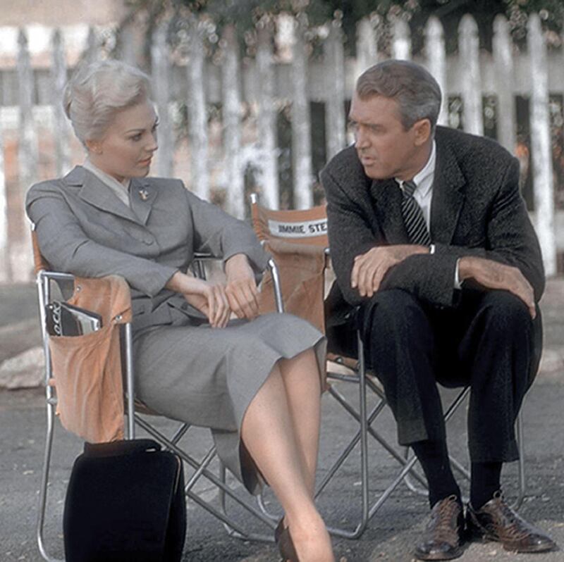 Actors Kim Novak and James Stewart on the set of the movie Vertigo. Photograph: Richard C Miller/Donaldson Collection/Getty Images
