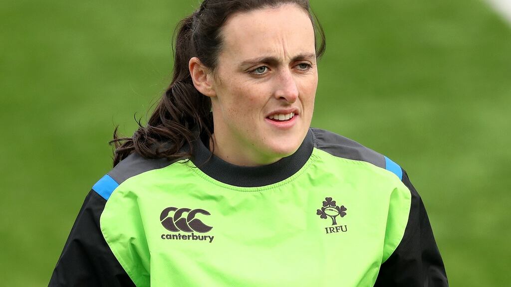 Hannah Tyrrell during the Ireland Women’s captain’s run, in Donnybrook, Dublin. Player returns to the wing for the Scotland clash. Photograph: Oisin Keniry/Inpho