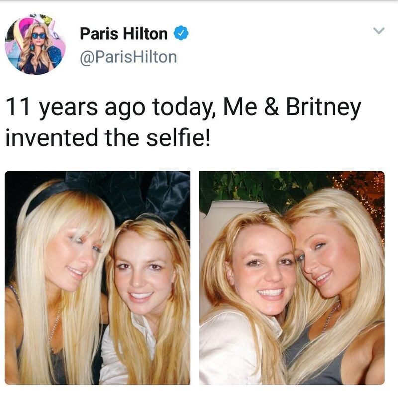 Selfie-centred: Paris Hilton and Britney Spears