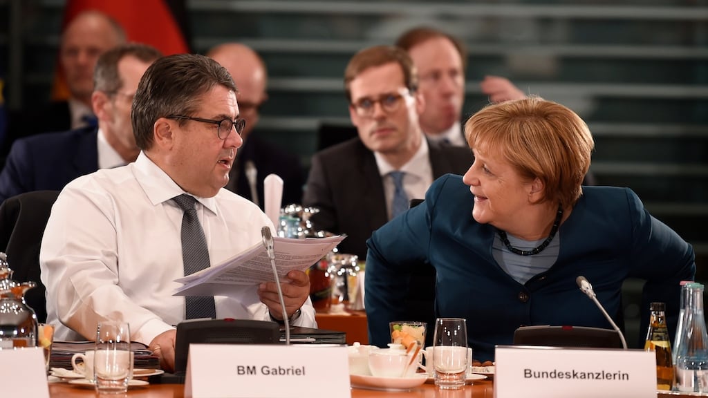 German chancellor Angela Merkel and  vice-chancellor Sigmar Gabriel at a meeting  with  German state  leaders  in Berlin. Photograph: Odd Andersen/AFP/Getty Images