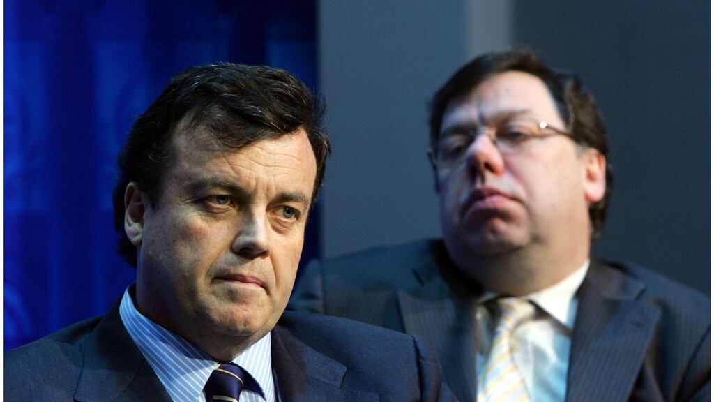 Brian Cowen and Brian Lenihan: on the night of the bank guarantee the  options were grim. Photograph: Bryan O’Brien