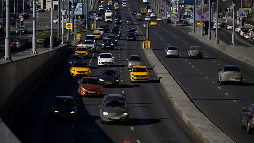 Moscow on Thursday. The Russian government has banned exports of auto equipment until the end of 2022 in retaliation for Western sanctions. Photograph: AFP via Getty Images