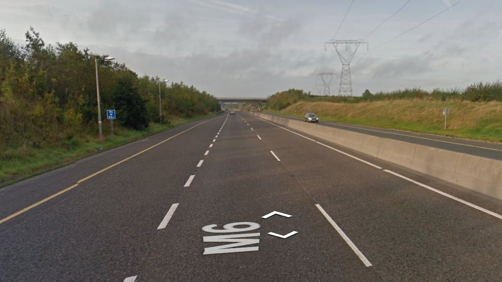 Gardaí said 12 cars were involved in the incident, which happened on the M6 (above) between the Ballinasloe exits of Junction 14 and Junction 15. File photograph: Google Street View
