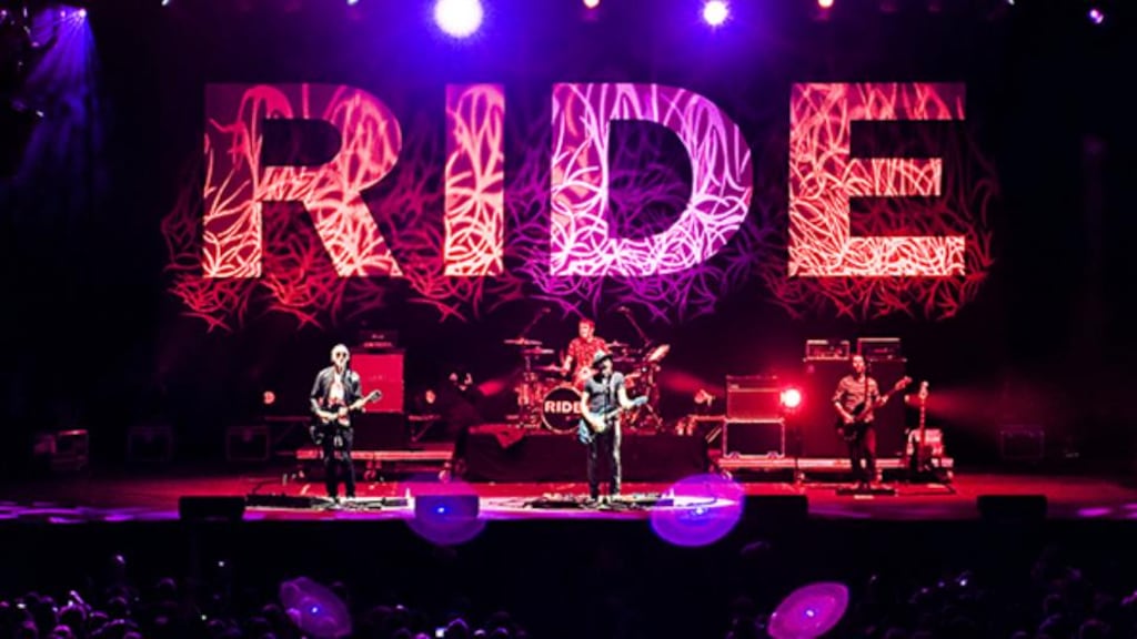 Ride, whose simple band logo backdrop and blistering light show should be magical at Electric Picnic. Photograph: Eric Pamies