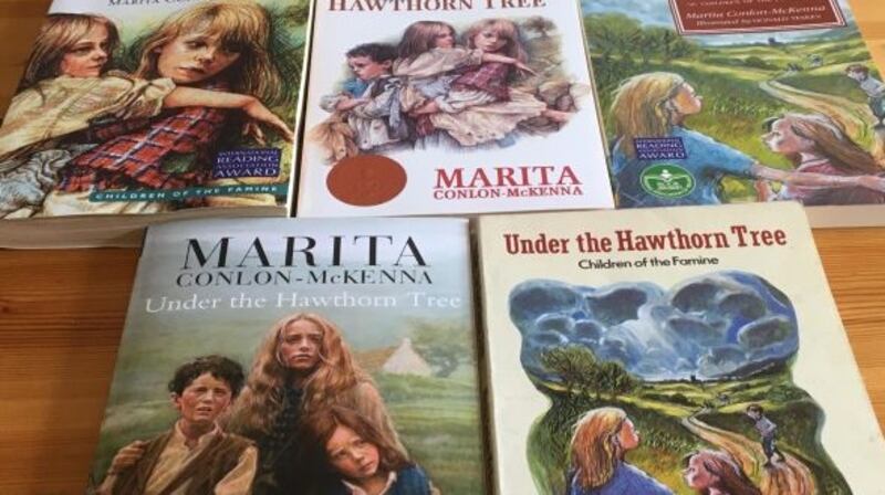 Various editions of Under the Hawthorn Tree by Marita Conlon-McKenna