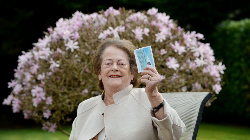 Mary O’Rourke, former Fianna Fáil government minister, at her home in Athlone after getting her second Covid-19 vaccination. Photograph: Alan Betson