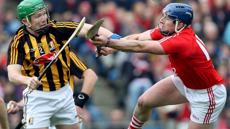 Kilkenny’s Paul Murphy and Patrick Hogan of Cork clash in the 2012 league final. Photograph: Ryan Byrne/Inpho