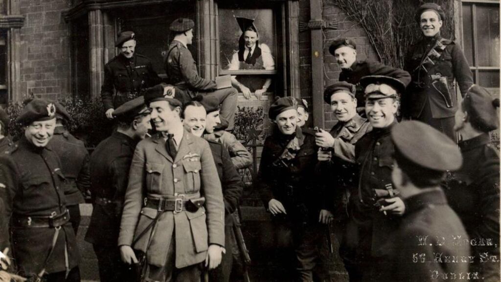 War-torn: Black and Tans and Auxiliaries after an IRA attack on their Dublin quarters. Photograph: National Library of Ireland