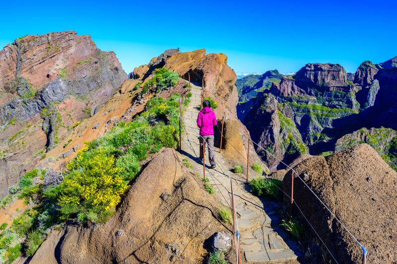 Hiking trail from Pico do Arieeiro to Pico Ruivo, Madeira, Portugal