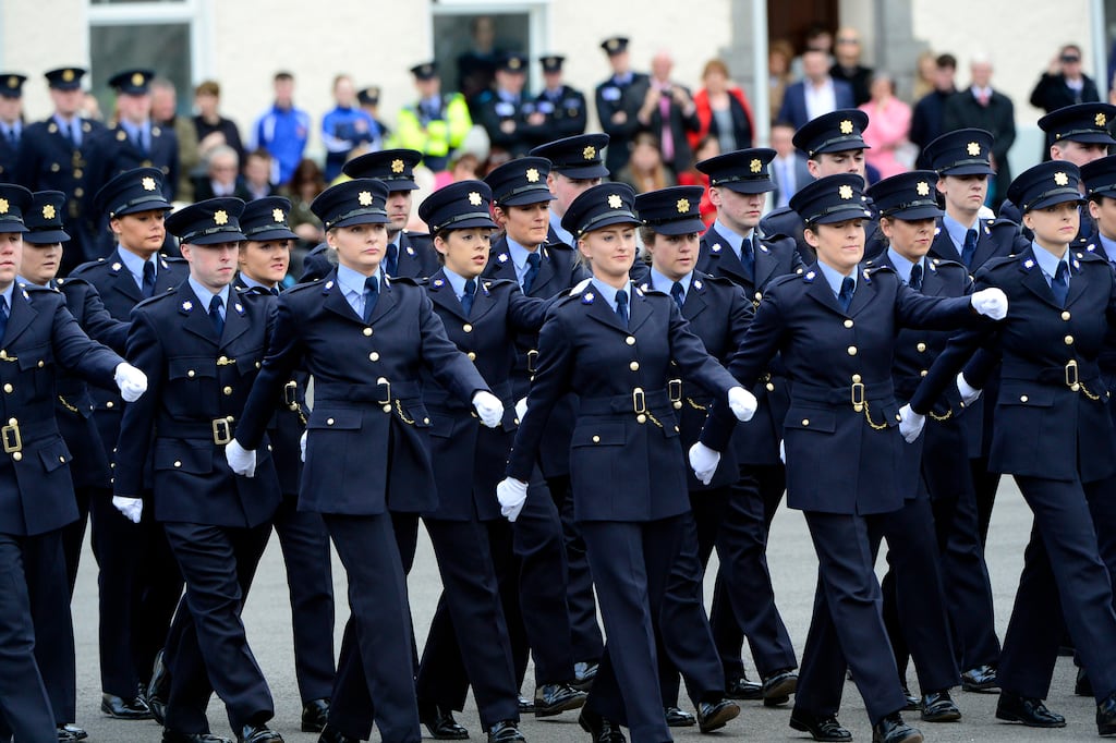 New gardaí on parade at a graduation ceremony at the Garda College in Templemore. Photograph: Cyril Byrne