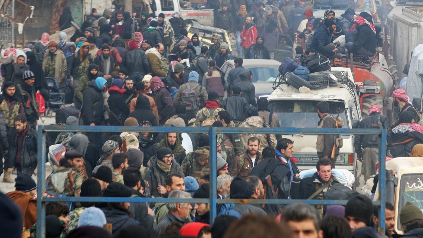 A new deal has been reached to evacuate thousands of civilians still trapped in rebel-held areas. Photograph: Abdalrhman Ismail/Reuters