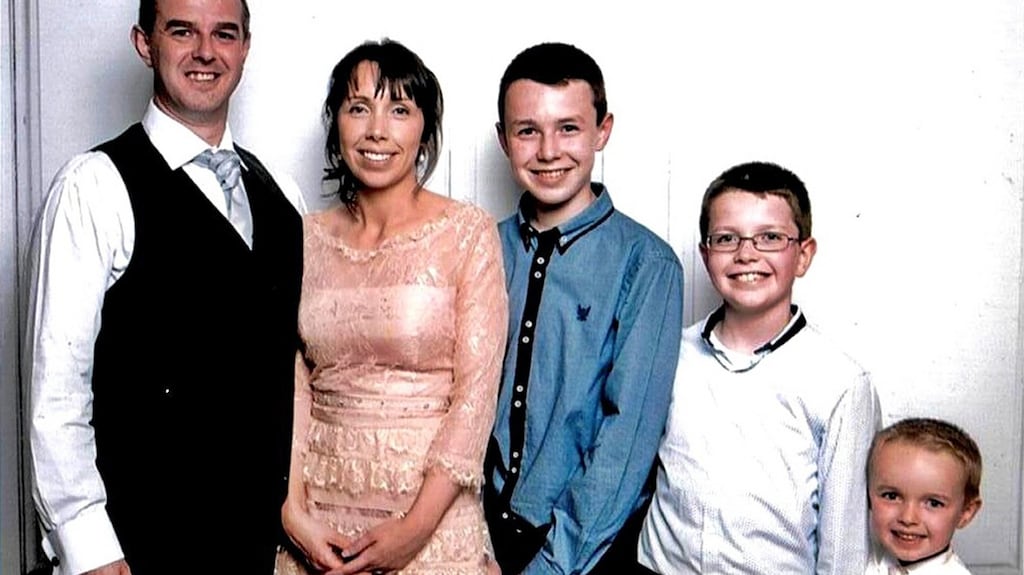 Alan Hawe, Clodagh Hawe and their  children Liam, 13, Niall, 11 and Ryan, six. Clodagh’s mother Mary Coll and her sister Jacqueline  Connolly say they have been denied access to information held by the Garda and Alan Hawe’s employers. Photograph: Hawe/Coll families/PA Wire