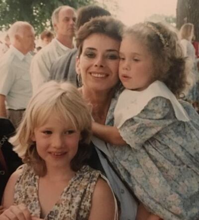 Karin Kelly, left, with her mother Breda and younger sister Helene.