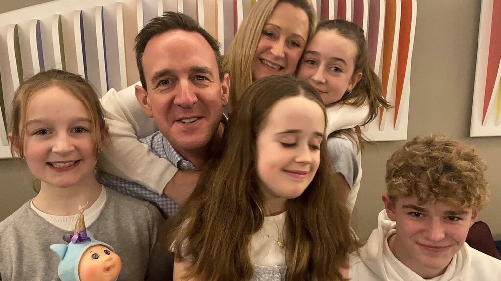 Richard O’Halloran with his wife Tara, and his three daughters and son: The family “endured many dark days” but were “always a beacon of light and hope” for him. Photograph: Tara O’Halloran/Twitter/PA