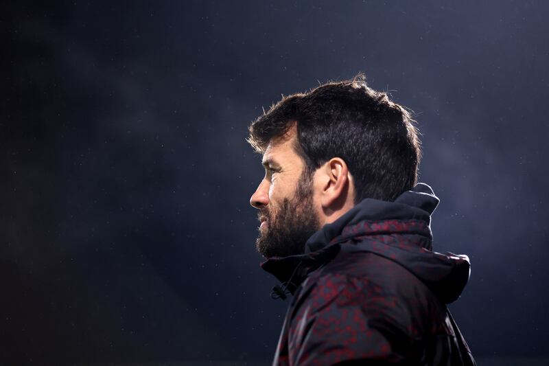 Brian Barry-Murphy, head coach of Manchester City U21s, looks on prior to the EFL Trophy match between Bradford City and Manchester City U21s at University of Bradford Stadium on October 31st, 2023. Photograph: George Wood/Getty Images