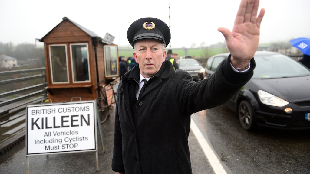 A protest against Brexit earlier this year at the Dundalk-Newry border. Photograph: Dara Mac Dónaill
