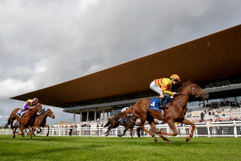 Mikey Sheehy on Lumiere Rock wins the Staffordstown Stud Stakes at the Curragh. Photograph: Morgan Treacy/Inpho