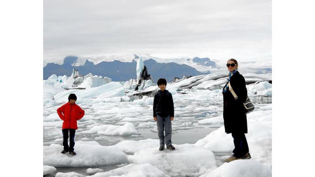 Go with the floe: Orla Kiely with her sons, Hamish and Robert, in Iceland last year