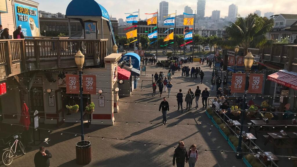 A general view of Pier 39 at San Francisco Fisherman Wharf. The FBI believes it has foiled a plot by an ex-marine to carry out a Christmas terror attack on the popular seafront area. Photograph: Daniel Slim/AFP/Getty Images.