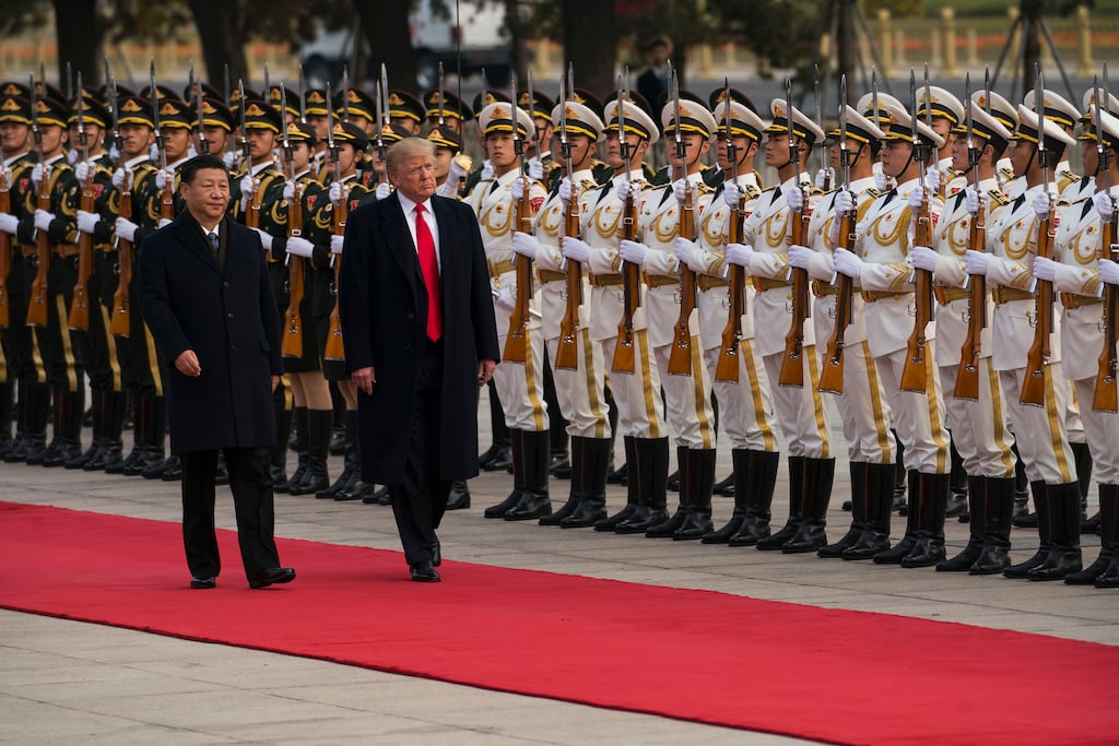 President Donald Trump and China's president Xi Jinping in Beijing in November 2017. Photograph: Doug Mills/New York Times