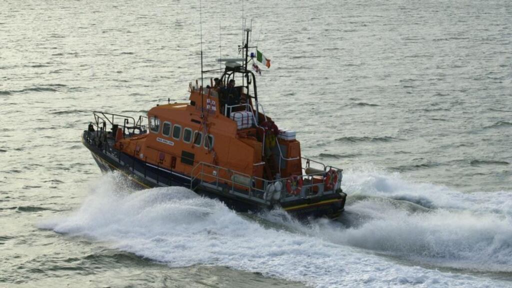 The RNLI said three people were rescued from a sinking boat off Bray Harbour around midday. Photograph: Frank Miller/The Irish Times