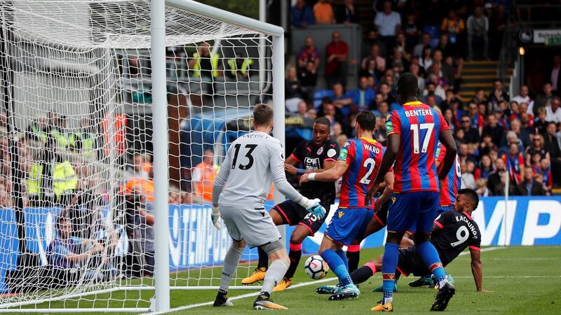 Joel Ward’s own goal gave Huddersfield Town a 1-0 lead at Selhurst Park. Photograph: Tolga Akmen/Reuters