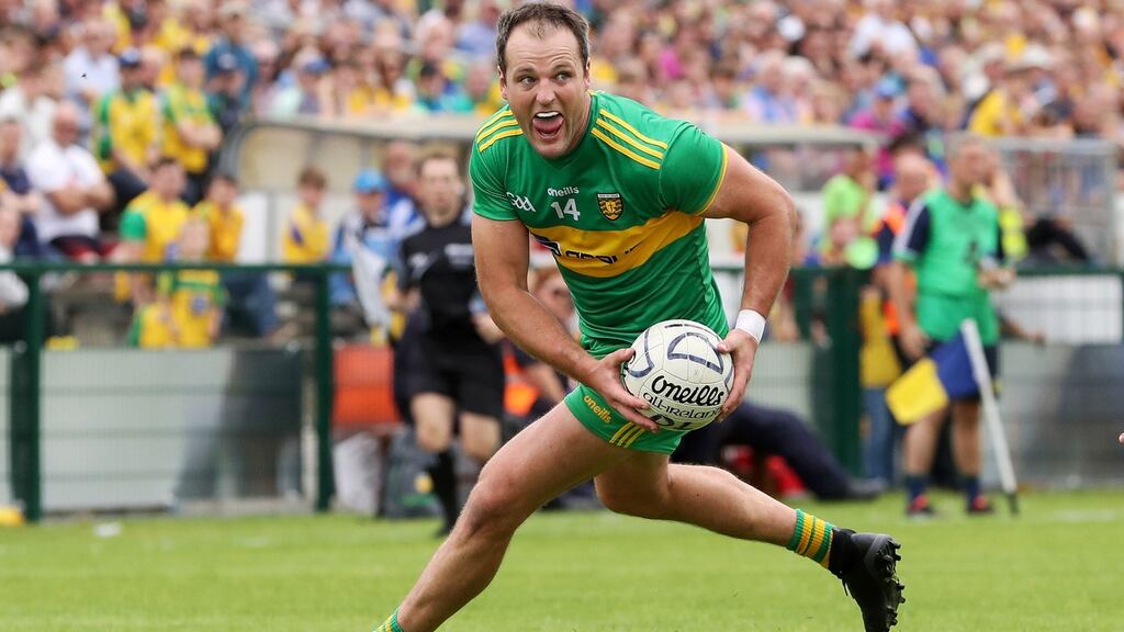 Michael Murphy of Donegal makes a run at Dr Hyde Park, Roscommon. Photograph: Tommy Dickson/Inpho