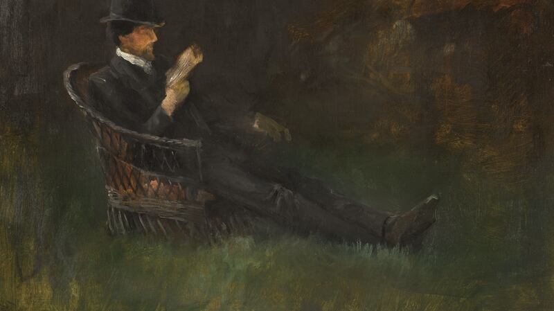 John Butler Yeats: ‘William Butler Yeats Reading in the Garden, Bedford Park’, oil on canvas. (Estimate: £8,000-12,000/€9,000-13,500)