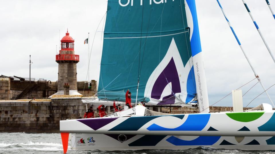 Musandam–Oman Sail heading for the National Yacht Club in Dun Laoghaire having established a new Round Ireland record. Photograph: Eric Luke