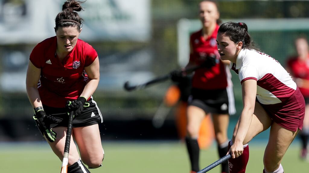 Sarah Torrans (right) of Loreto was in impressive form against Muckross at Grange Road on Saturday. Photograph: Inpho