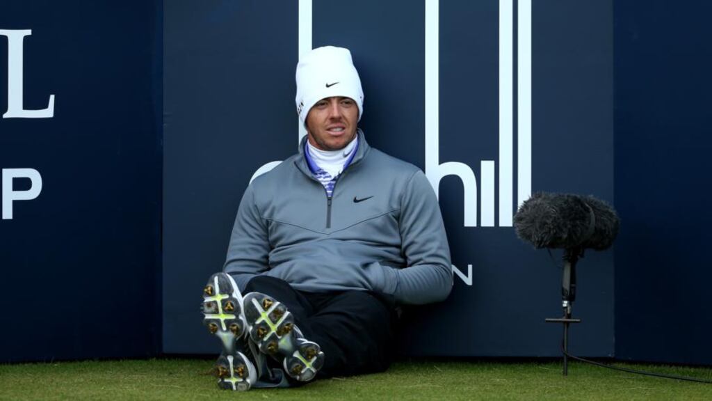 Rory McIlroy sits on the 17th tee as he waits to play his shot during the final round of the Alfred Dunhill Links Championship at The Old Course  in St Andrews, Scotland. Photo:  Richard Heathcote/Getty Images
